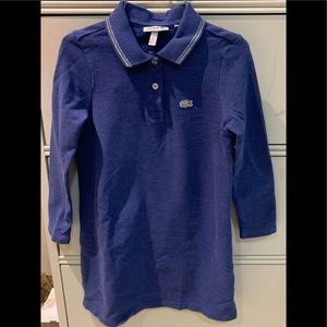 Girls Lacoste polo blue dress with long sleeves